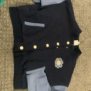 navy blue and light blue button up sweater/jacket
